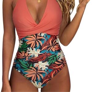 Women’s Tummy Control Halter Swimsuit - Size 2XL